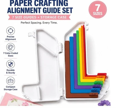 7 Pcs Paper Crafting Alignment Guides with Storage Case For Handbook Notepads - Image 1 of 4