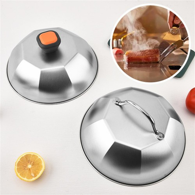 #ad 8 8 Inch Stainless Steel Dome Lid for Wok Cooking with For Grill and Steam Use AU $26.11