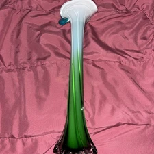 Vintage Jack in the Pulpit Vase in Teal Blue, Emerald Green, and White