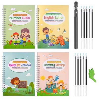 4 Stück Magisches Heft, Wiederverwendbar Magische Übungshefte, Magisches Buch...