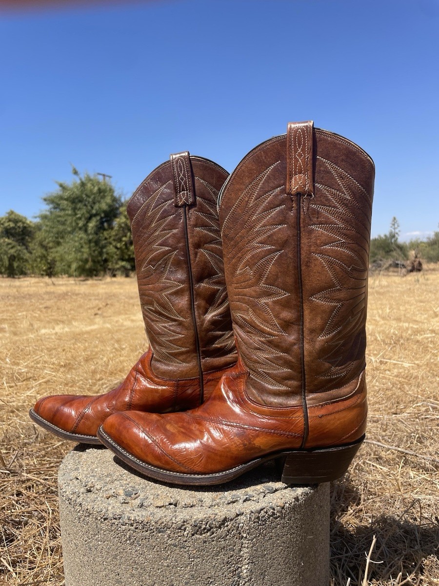 Toe Brown Botas Cowboy Vintage Genuine Leather × Vintage Nopal