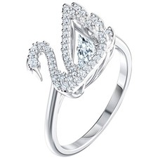 Swarovski Womens Ring Dancing Swan Rhodium Pl...