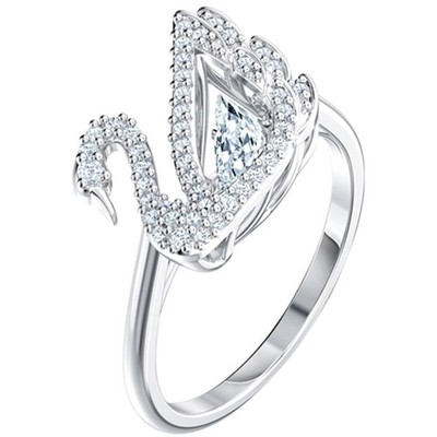 Swarovski Women's Ring Dancing Swan Rhodium Plated and Crystal Size 6.75 5520712