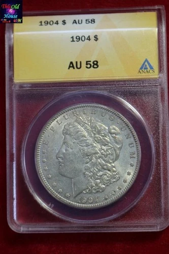 US COIN SILVER 1904 MORGAN SILVER DOLLAR ANACS AU58 4402576