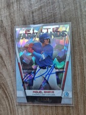 Miguel Amaya Signed 2019 Bowman Chrome Baseball Card Chicago Cubs EF-Ma /150
