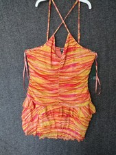 Wild Fable Sleeveless Ruched Front Tiered Dress Spaghetti Strap Women's Size L