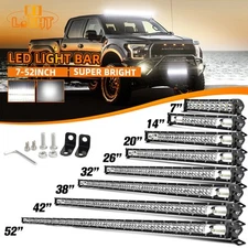 Dual Row 7" 14" 20" 26 32" LED Work Light Bar Spot Flood Fog Driving SUV Offroad