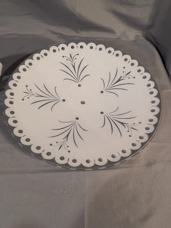 Feather Fan Ceiling Fixture Light FixtureGrey & White 17.5" Mid Century Vintage  - Image 3 of 4