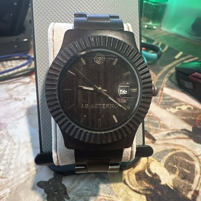 AB AETERNO Storm 100% Wood Sandal Black Swiss Quartz Men's Watch Needs Battery
