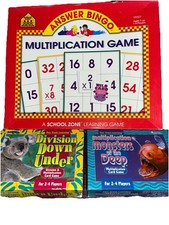 Math Education Multiplication/Division Games Lot of 3 Fast Learning and Bingo B2