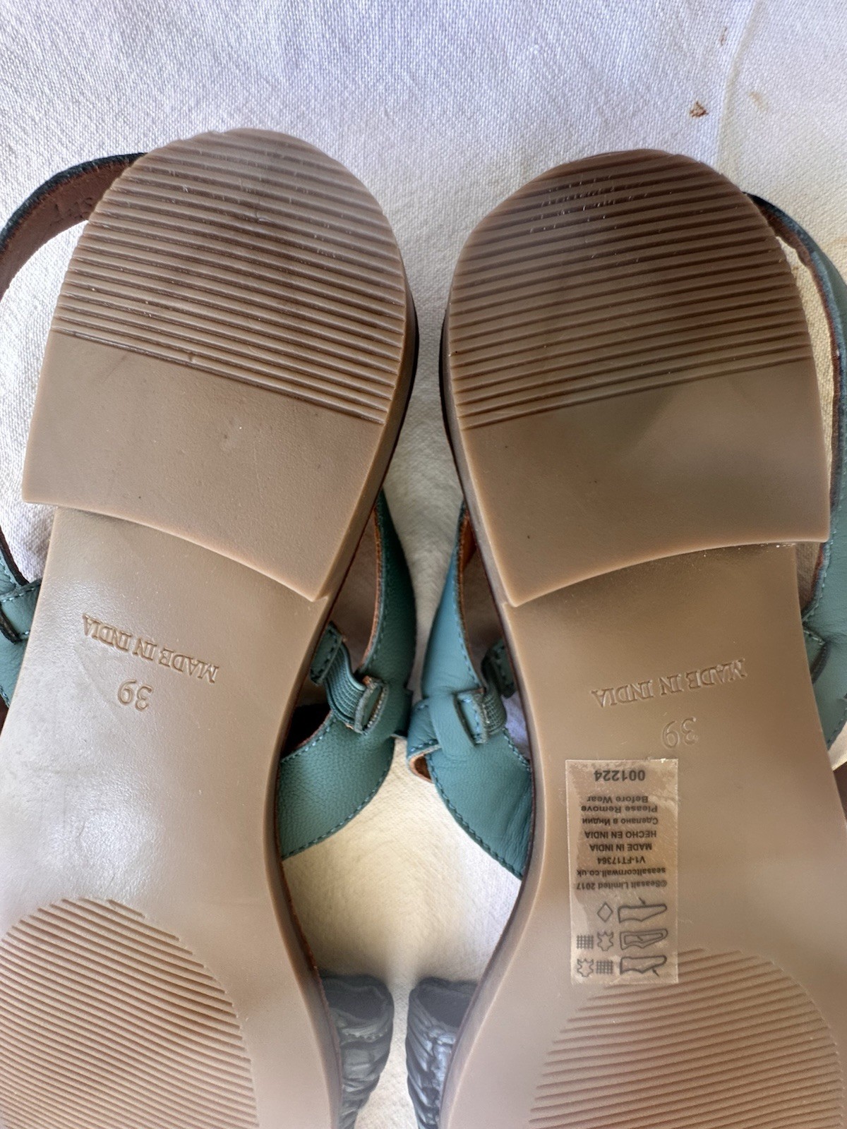 SAOLA Sandali bassi BN Seasalt Teal in pelle e rafia UK 6 EU 39 suola ad aria di mare