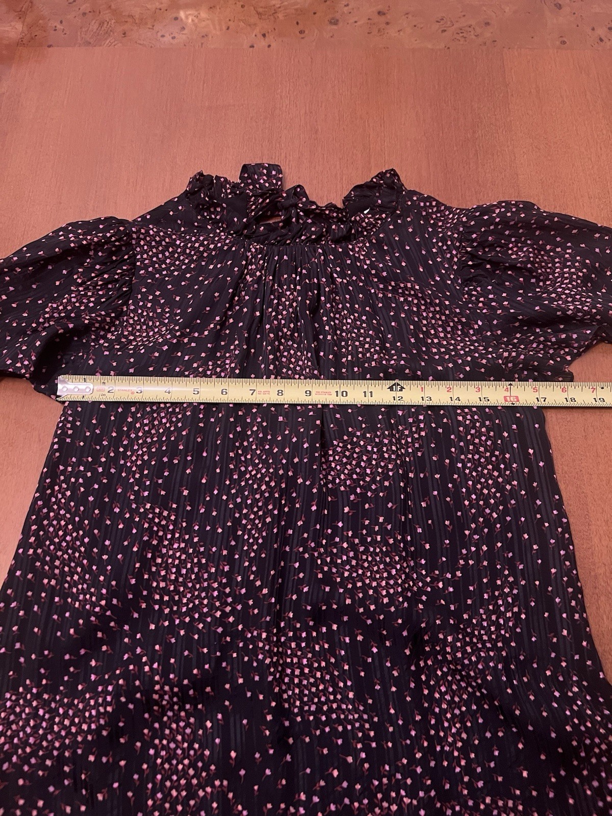 Kate Spade Meadow Open-Back Tie-Back Silk Blend Blouse Black Pink Size 4 thumbnail 8