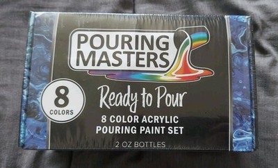 Pouring Masters 8 Color Ready to Pour Acrylic 13 Piece Paint Set (2x White)