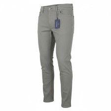 GANT Maxen Satin Men Trousers W35/L36 Steel Grey Slim Zip Casual *