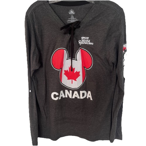 Disney Adult XL Mickey Epcot World Showcase Hockey Lace Up Long Sleeve 11
