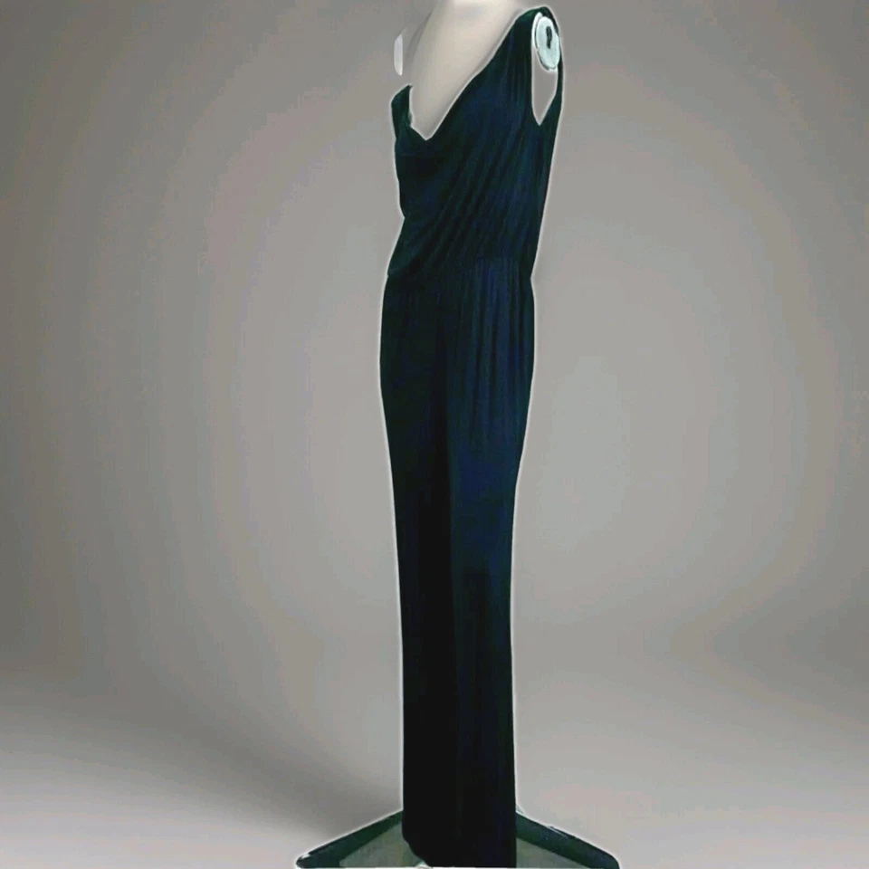 Monsoon Mujer Largo Traje Azul Marino Viscosa Mash Suave Cut Nuevo Tag Free Belt - Imagen 4 de 4