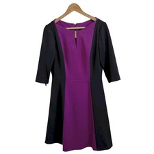 Tahari Arthur S. Levine Dress Size 6 Black Purple Career Cocktail Party