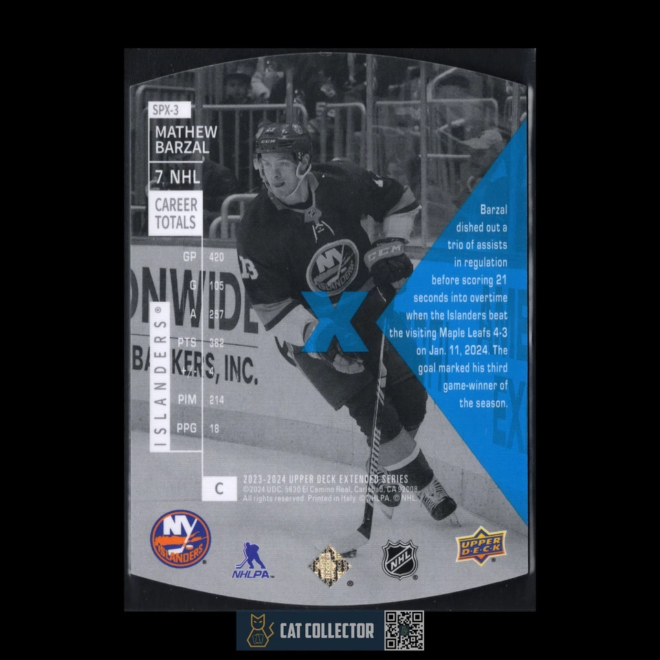 2023-24 UD Extended series MATHEW BARZAL #SPX-3 1997-98 SPx Holoview Retro - Image 4 of 4