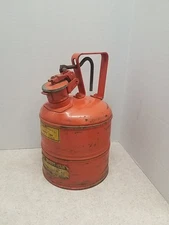 Vintage Underwriters Laboratories Justrite One Gallon Orange Metal Safety Can