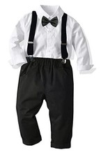 CORATED Toddler Dress Suits Baby Boys Clothes Sets Bowtie Shirts 5T White0001