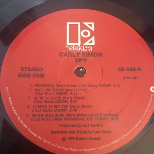 Carly Simon SPY Vinyl Record LP 6E-128 5E-506 VG+ vinyl and sleeve - Imagen 2 de 2