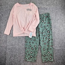 Carter's Girls 2-Piece Leopard Loose Fit Poly  Fleece Pant PJs NWT Size 6, 7