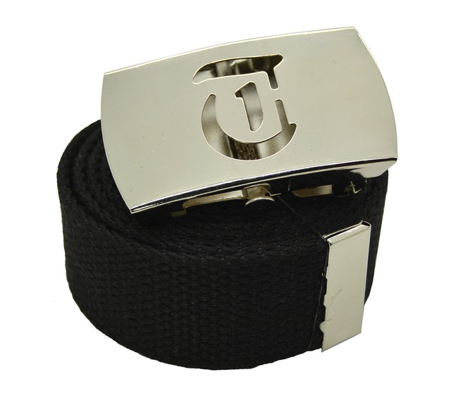 Canvas  Belt Military Style Old English Chrome Buckle & Belt 48",54