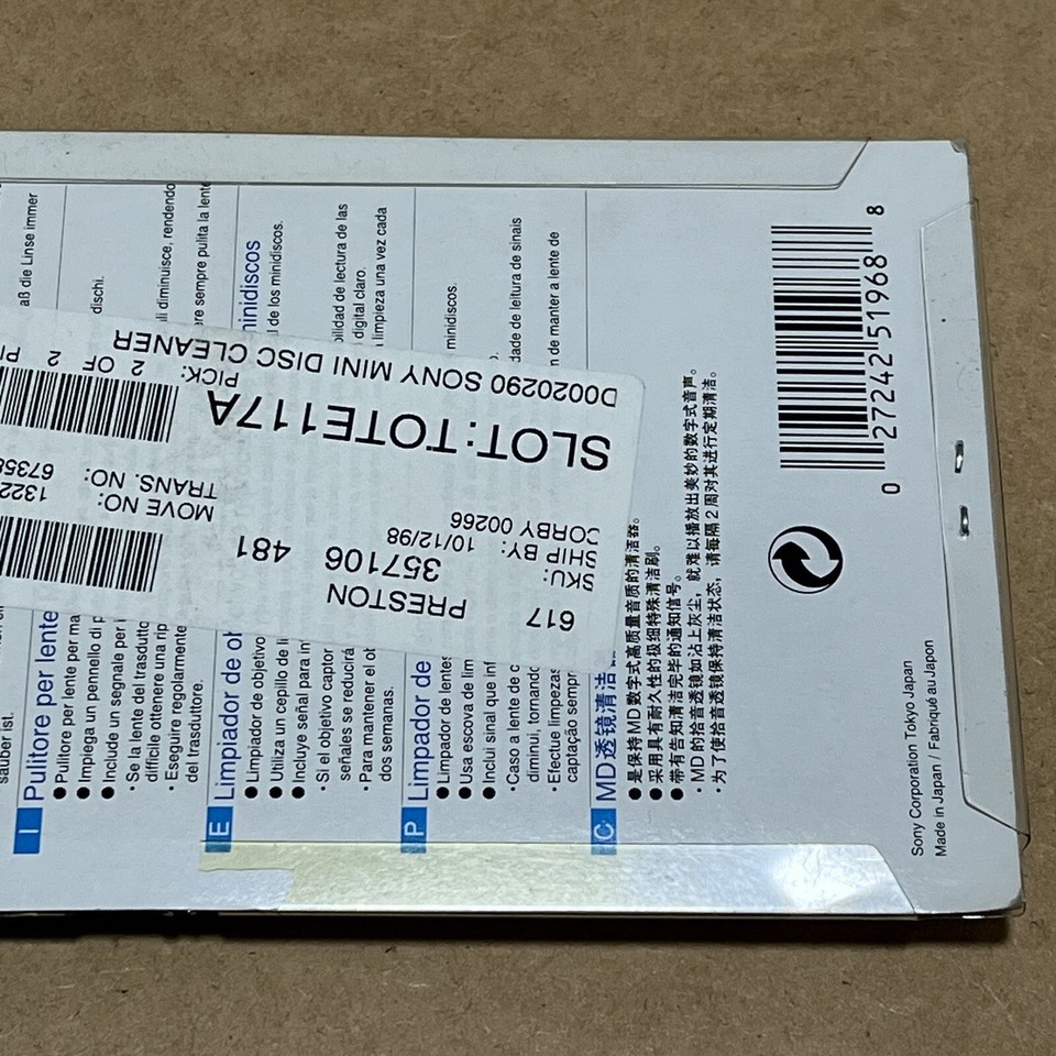 SONY MD6LCL MiniDisc / MD Lens Cleaner New & Sealed eBay