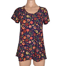 NWOT LuLaRoe Perfect T Tee Floral Neon Sz XS SO SOFT USA MADE New Pink Blue MOD