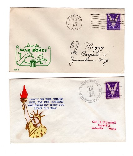 US 1940'S WWII COLLECTION OF 14 PATRIOTIC COVERS DIFFERENT CACHETS - Picture 6 of 7