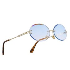 Vintage Oval Mens Fashion Hip Hop Aviator Rimless Sky Blue Tint Sunglasses
