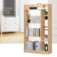 61"Child Bedroom[MULTIPLE COMPARTMENTS]Wooden 4-Tier Bookshelf Book Storage Rack