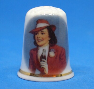 Birchcroft Porzellan Fingerhut -- Vintage Werbung Coca Cola Lady - Kuppel Geschenkbox