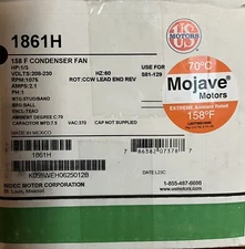 BALL BEARING AC CONDENSER FAN MOTOR  HP 1/3  208-230V  RPM:1075  US MOTOR  1861H