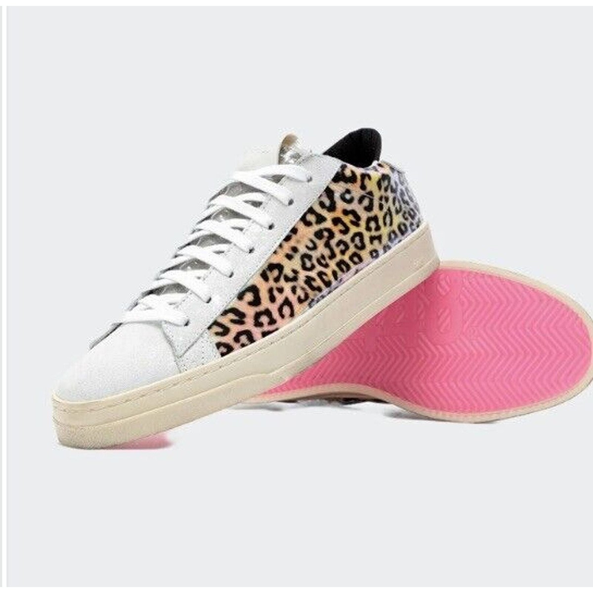 P448 WOMEN'S JACK LEOPARD PRINT HOLOGRAM LOW TOP SNEAKERS size