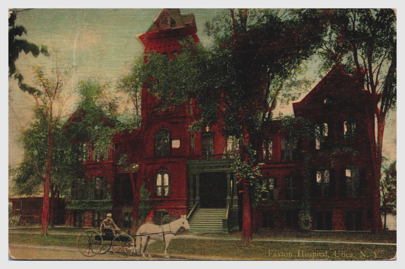 Faxton Hospital Utica NY New York Horse and Buggy Unposted Postcard
