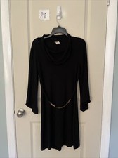 RAG Black Sweater Dress Sewn In Metallic Decorative Belt women’s size L