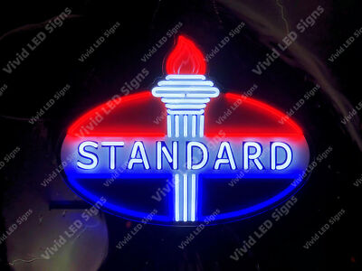 Standard Gas Motor Oil Gasoline 24'' Vivid LED Neon Sign Light Lamp With Dimmer