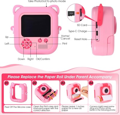 Fotocamera digitale 4K per foto, fotocamera portatile retrò con schermo pieghevole, fotocamera compatta retrò per esterni (rosa 1 set