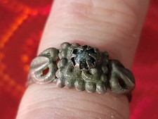 Rare stunning complete Post Medieval silver ring. Please read description. L149
