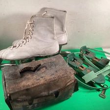 ZIPEES Ice Skate Double Blade Green Vintage Child Union Hardware Women 10 White