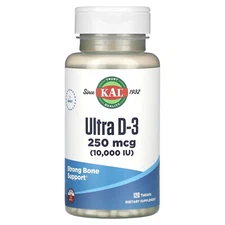 KAL Ultra D-3, 250 mcg (10,000 IU), 120 Tablets