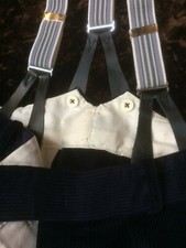 Blue Grey Button-on Braces by Tails  the Unexpected 35mm Leather End Bracers