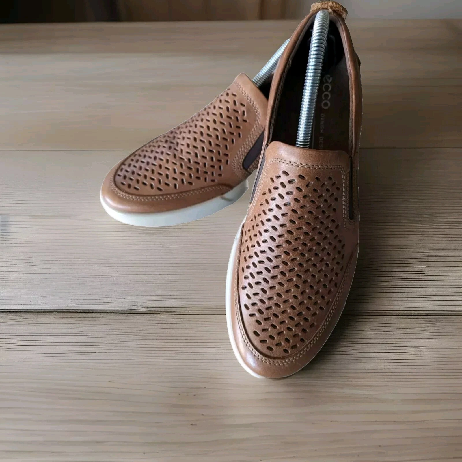 Scarpe da golf slip on mocassino uomo ECCO marrone traforato taglia 40 (US 8)