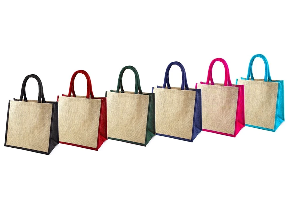 Metallic jute and cotton shopper tote