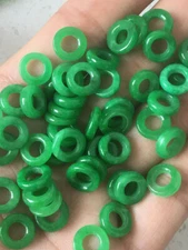 50pcs Chinese green jade carving 10mm donut accessories jewelry