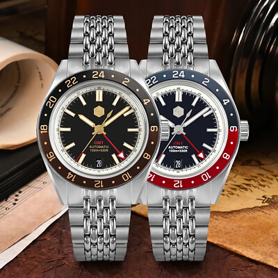 SAN MARTIN SN0116-G V4 GMT Automatic Date Dis Stainless Steel 39.5