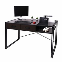 BüRotisch HWC-H91 Schreibtisch Computertisch Industrial 76X120X70Cm Dunkelbraun