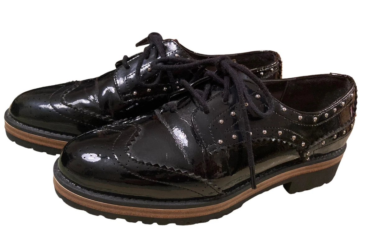 initial Sudan Usikker Womens call it spring Aldo VEGAN wing tip shoes size 5 Black EUC | eBay