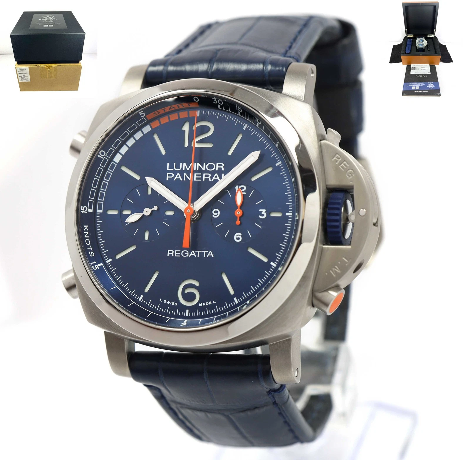 Panerai — 2022 Panerai Luminor Regatta PAM01216 47MM Blue Mare Titanium Box Papers